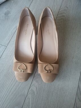 Kate Spade Women's Tan Suede Block Heel Pumps